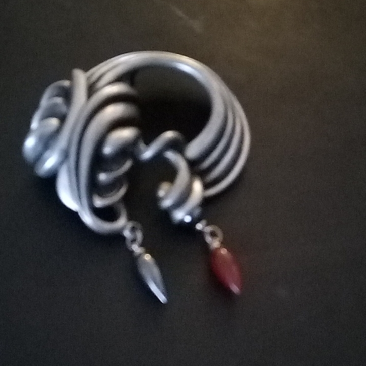 Fahrenheit Silver Multi-Band Brooch With Red Accent 75$
